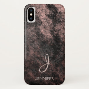 Case-Mate iPhone Case Feuille d'or rose de cool et monogramme noir de