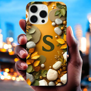 Coque iPhone 16 Pro Max Feuille et pierre rustique