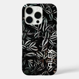 Coque iPhone 16 Pro Feuille foncée avec arêtes blanches