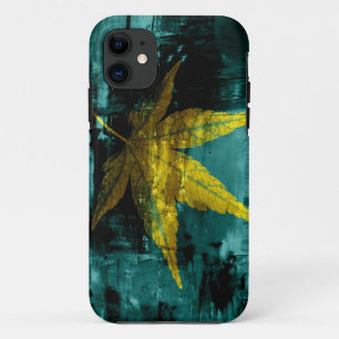 Coque iPhone 11 Feuille jaune d'art Peinture Abstraite