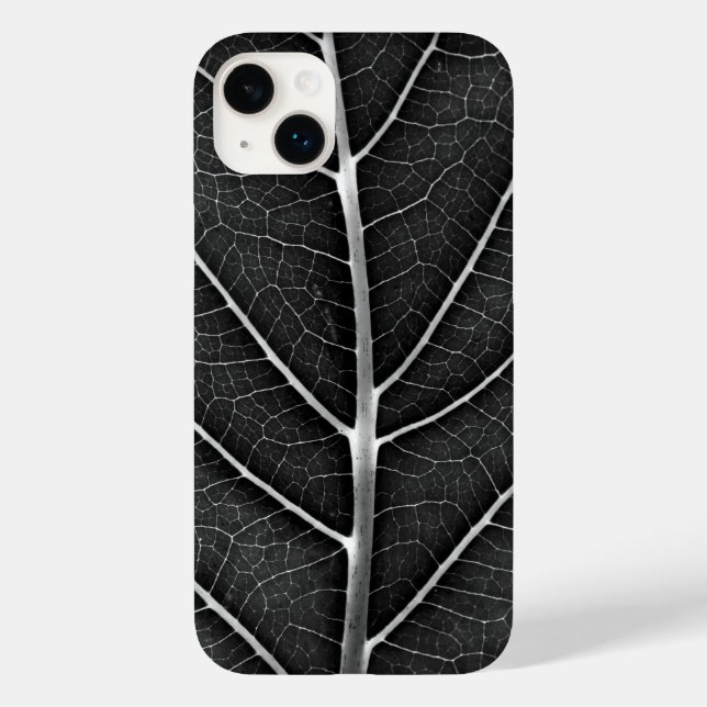 Coques Case-Mate iPhone Feuille lumineuse noir et blanc en gros plan (Verso)