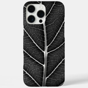 Coque iPhone 16 Pro Max Feuille lumineuse noir et blanc en gros plan