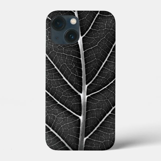 Coques Case-Mate iPhone Feuille lumineuse noir et blanc en gros plan (Verso)