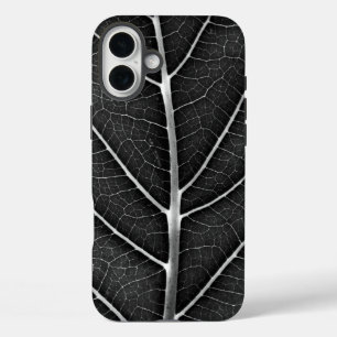 Coque Pour iPhone 16 Plus Feuille lumineuse noir et blanc en gros plan