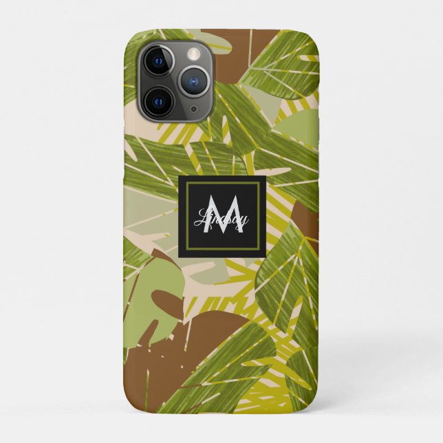 Coques Case-Mate iPhone Feuille marron de verdure de jungle dessinée à la  (Dos)