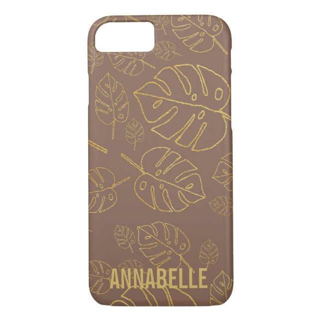 Coques Case-Mate iPhone feuille tropical brun chic (Dos)