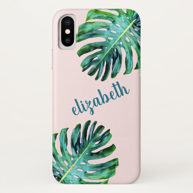 Coques Case-Mate iPhone Feuille tropicale de typographie moderne faite sur (Dos)