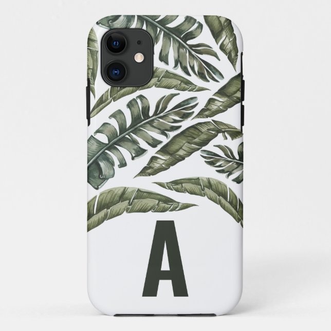 Coques Case-Mate iPhone Feuille tropicale initiale personnalisée (Dos)