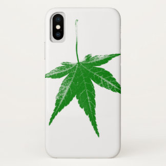 Coques Pour iPhone Feuille verte sur blanc