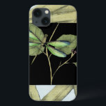 Coque Case-Mate iPhone Feuilles à l'instigation de la libellule par Jenni<br><div class="desc">Ce dessin de feuilles de Jennifer Goldberger présente l'apparition d'une libellule sur un arrière - plan noir. L'ambiance nocturne de l'entrée contraste agréablement avec l'ambiance diurne de l'impression de feuille. Commandez aujourd'hui !</div>
