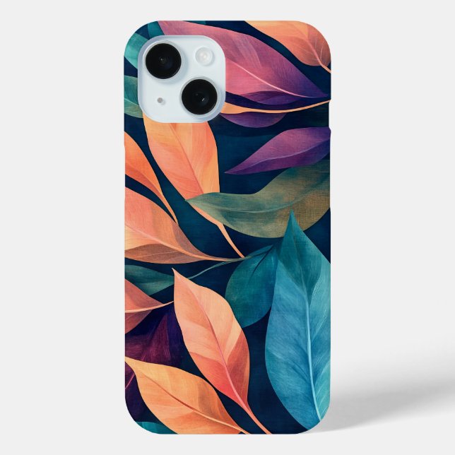 Coques Case-Mate iPhone Feuilles Abstraites Colorées (Verso)