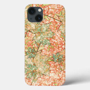 Case-Mate iPhone Case feuilles Abstraits sur corail rayé arrière - plan