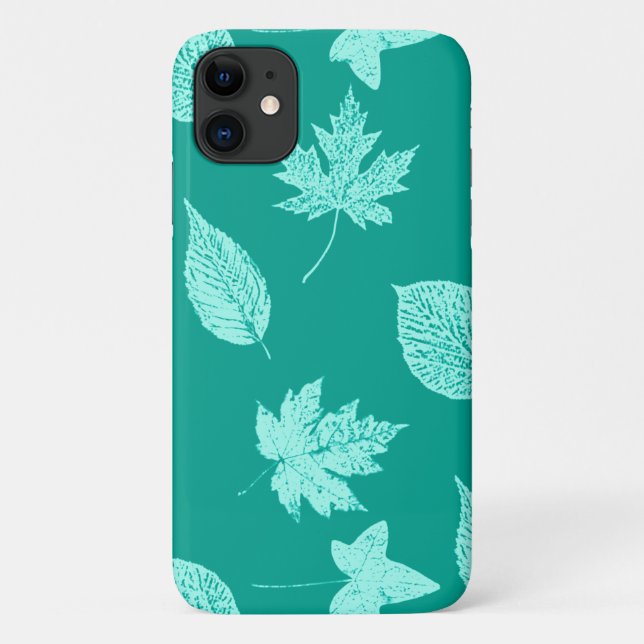 Coques Case-Mate iPhone Feuilles d'automne - aqua et turquoise (Dos)