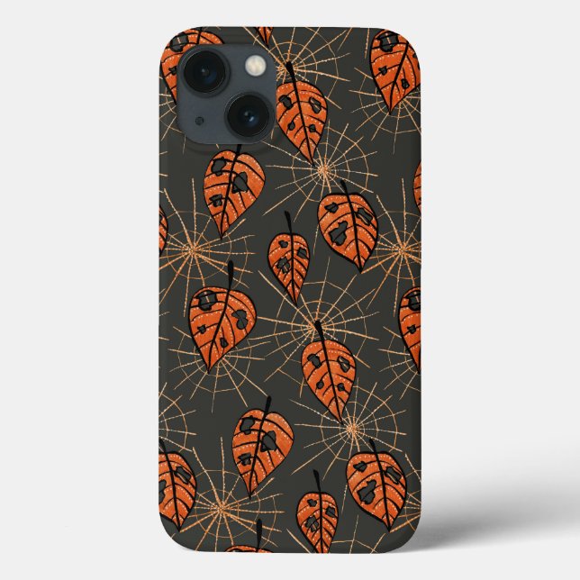 Coques Case-Mate iPhone Feuilles d'automne d'Halloween et toiles d'araigné (Verso)