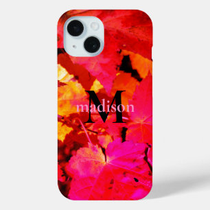 Coque Case-Mate iPhone Feuilles d'automne rose abstrait rose rouge