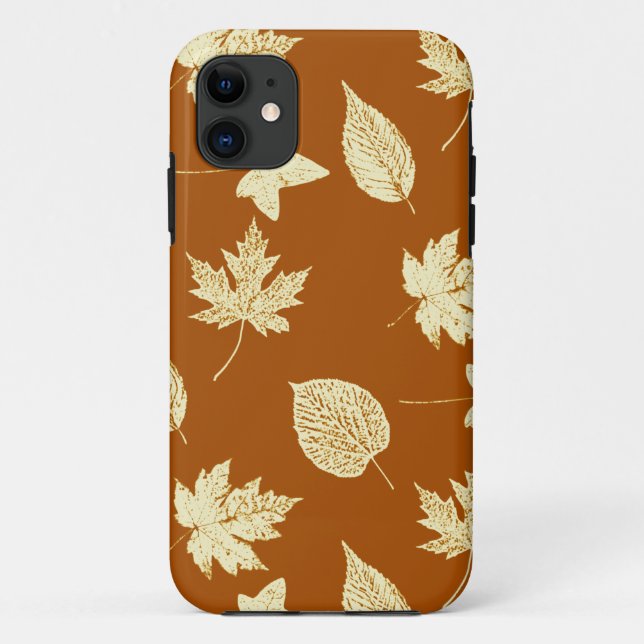 Coques Case-Mate iPhone Feuilles d'automne - rouille brun et crème (Dos)