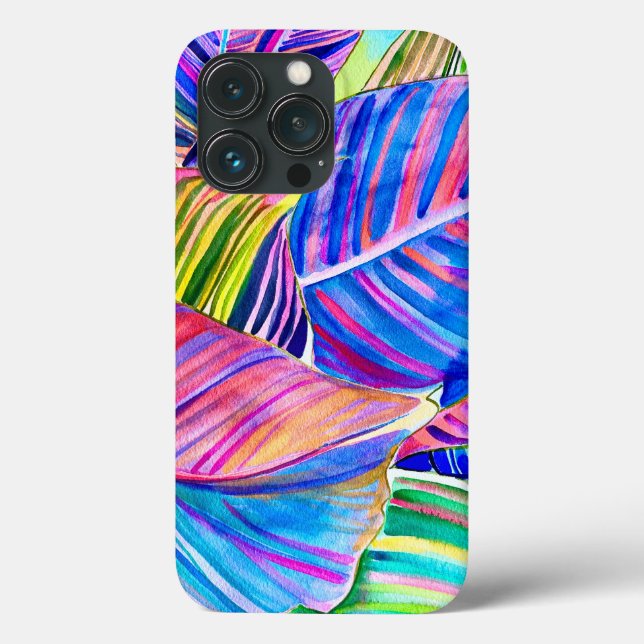 Coques Case-Mate iPhone Feuilles de canna tropicale aquarelle (Verso)
