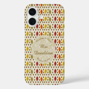 Coque Pour iPhone 16 Feuilles de chêne et glands tombent Mariage automn
