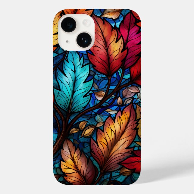 Coques Case-Mate iPhone feuilles de chute en vitrail mignon (Verso)