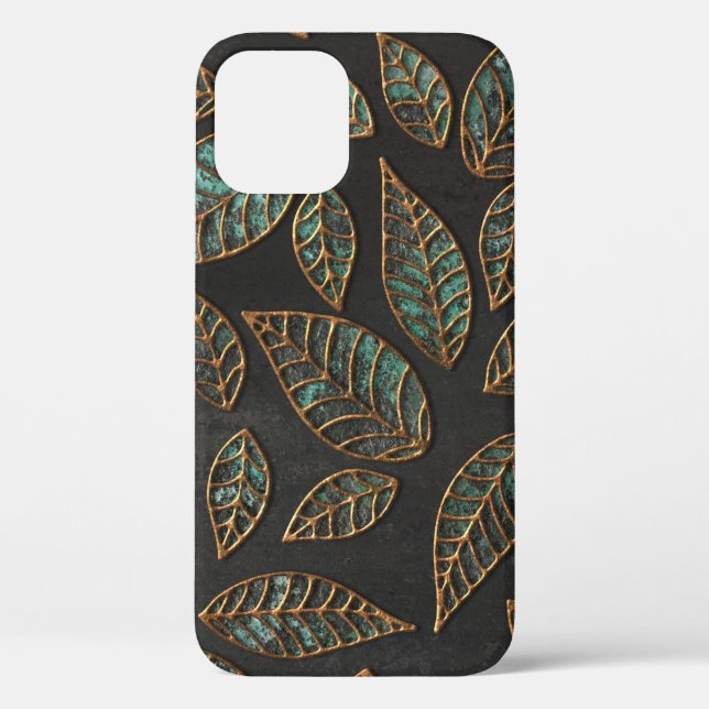 Coques Case-Mate iPhone Feuilles de cuivre : texture grunge noire. (Verso)
