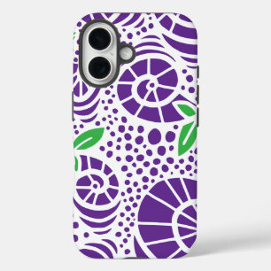 Coque Pour iPhone 16 Feuilles de Doodle et boucles abstraites d'escargo