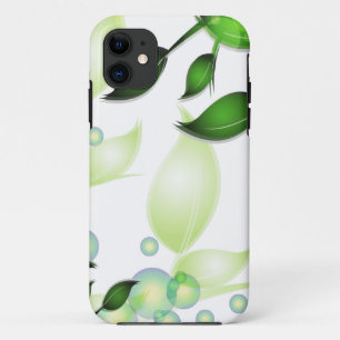 Coque iPhone 11 Feuilles de jardin frais sur blanc