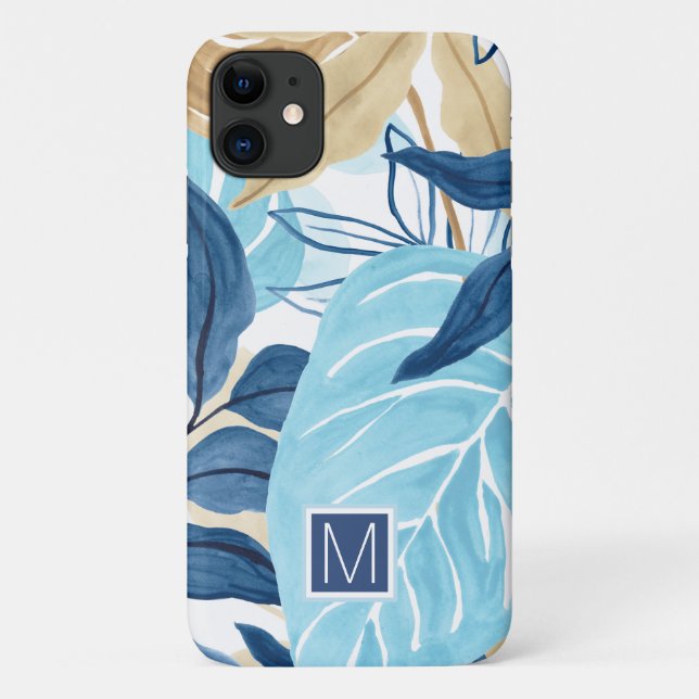 Coques Case-Mate iPhone Feuilles de la Jungle Bleue (Dos)