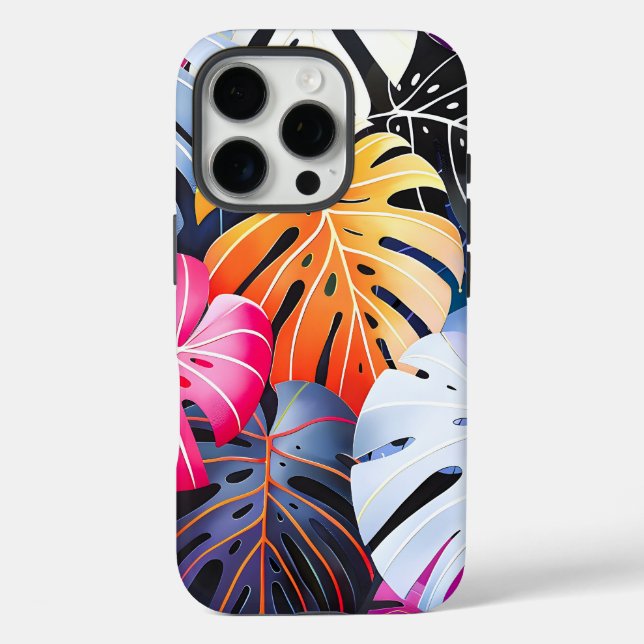Coques Case-Mate iPhone Feuilles de la Monstera d'été tropicale (Verso)