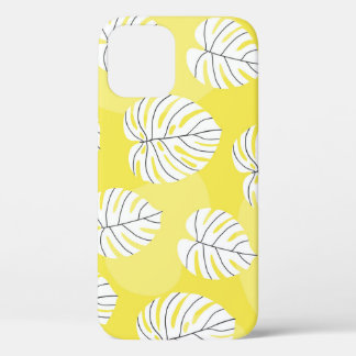 Case-Mate iPhone Case Feuilles de Monstera, arrière - plan jaune vif.