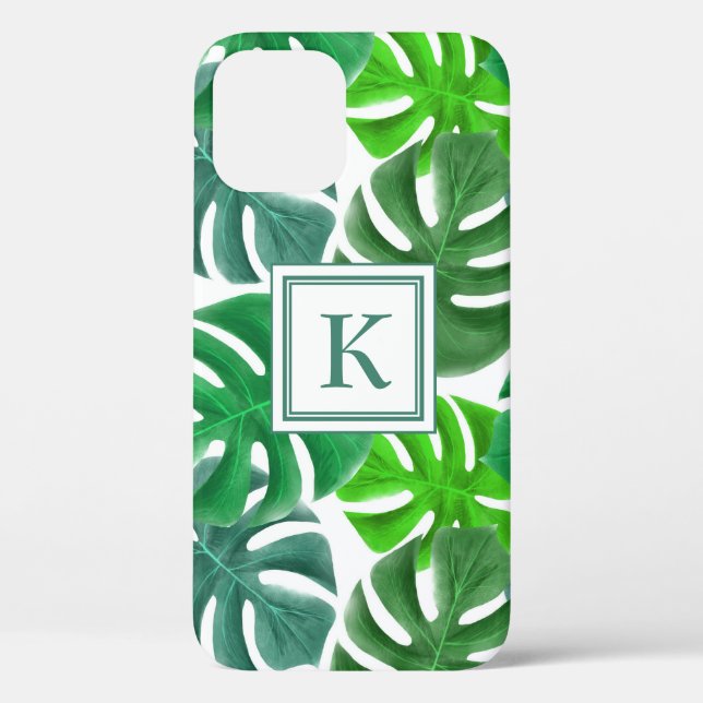 Coques Case-Mate iPhone Feuilles de Monstera Deliciosa Motif Monogrammé (Verso)