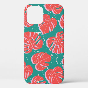 Case-Mate iPhone Case Feuilles de monstère rouge sur motif vert transpar