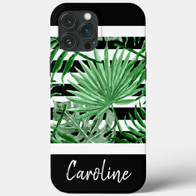 Coques Case-Mate iPhone Feuilles de palme tropicales personnalisées Blancs (Verso)