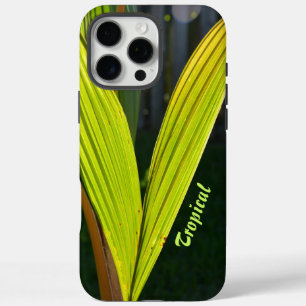Coque iPhone 16 Pro Max Feuilles de palmier vert tropical personnalisées a