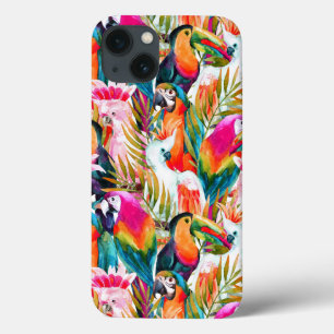 iPhone 13 Case Feuilles de perroquets et palmiers