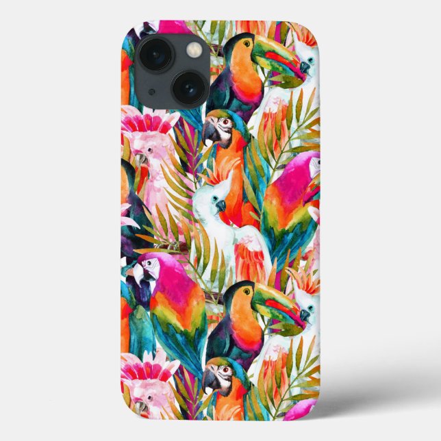 Coques Case-Mate iPhone Feuilles de perroquets et palmiers (Verso)