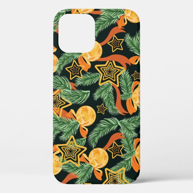 Coques Case-Mate iPhone Feuilles de pin, étoiles : motif festif (Verso)