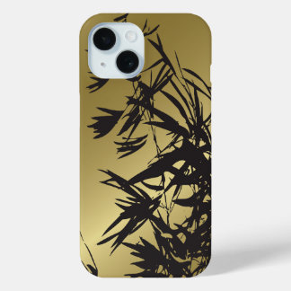 Coque Case-Mate iPhone Feuilles en bambou noir sur or moderne minimaliste