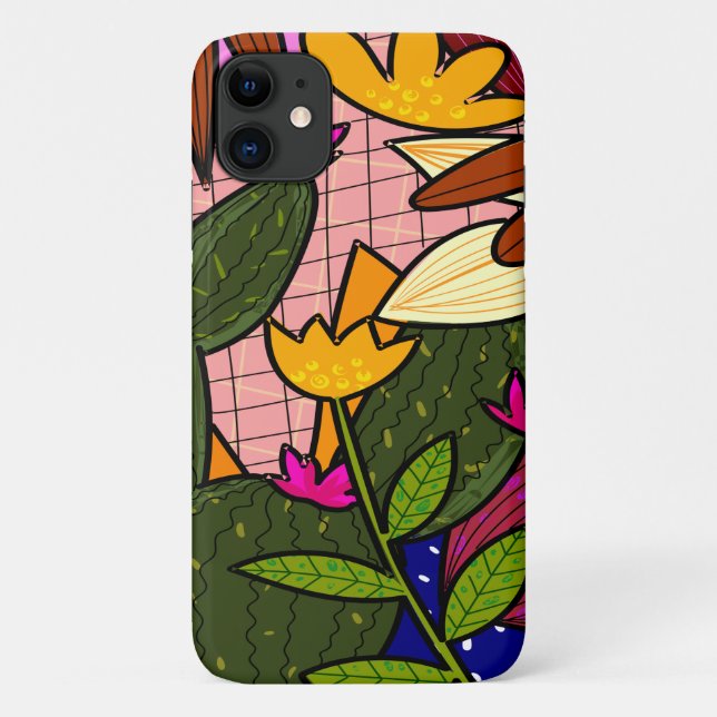 Coques Case-Mate iPhone Feuilles et fleurs tropicales abstraites  (Dos)
