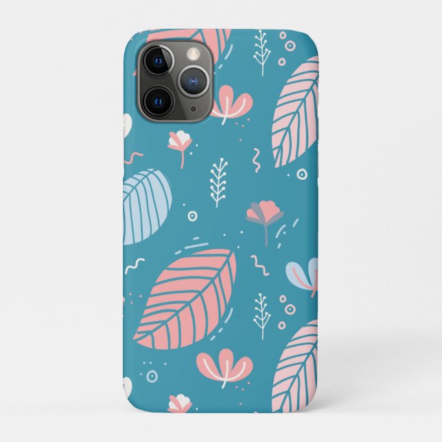 Coques Case-Mate iPhone Feuilles et gribouillis turquoise et rose (Dos)