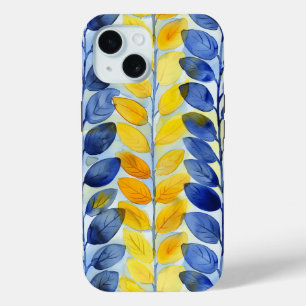 Coque Case-Mate iPhone Feuilles jaunes et bleues