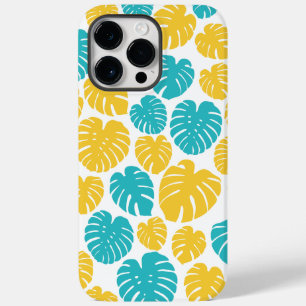 Coque Case-Mate iPhone Feuilles Monstera en Turquoise, Jaune et Blanc