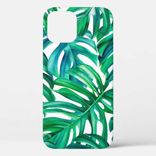 Coques Case-Mate iPhone Feuilles Monstera sur arrière - plan isolé, aquare (Verso)