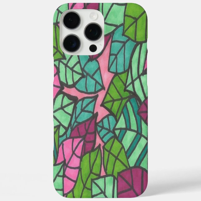 Coques Case-Mate iPhone Feuilles Pink and Green Palm (Verso)