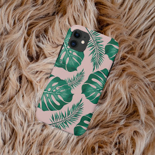 Case-Mate iPhone Case Feuilles Pink & Green Palm sans couture Motif