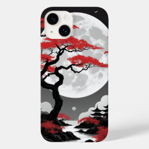 Coque Case-Mate iPhone feuilles rouges et pleine lune