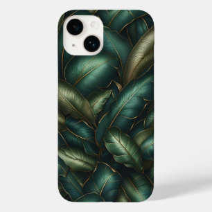 Coque Case-Mate iPhone Feuilles Tropicales Élégantes Vert Émeraude Foncé 