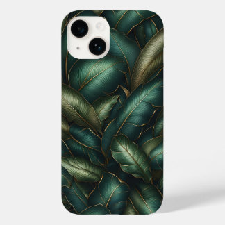 Coque Case-Mate iPhone Feuilles Tropicales Élégantes Vert Émeraude Foncé