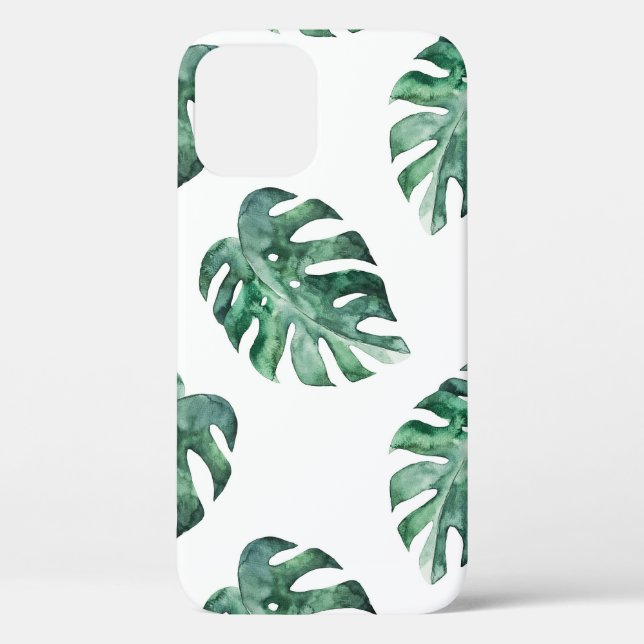 Coques Case-Mate iPhone Feuilles tropicales vertes, motif aquarelle (Verso)