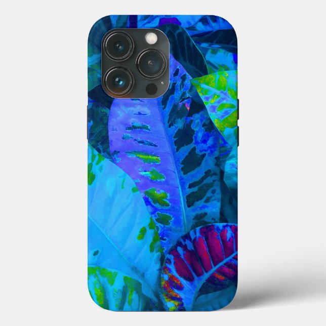 Coques Case-Mate iPhone Feuilles tropicaux bleus. Coque-coque iphone (Verso)