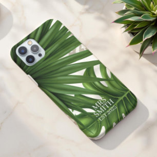 Coque Pour iPhone 16 Feuilles tropicaux personnalisés Nom et année pers